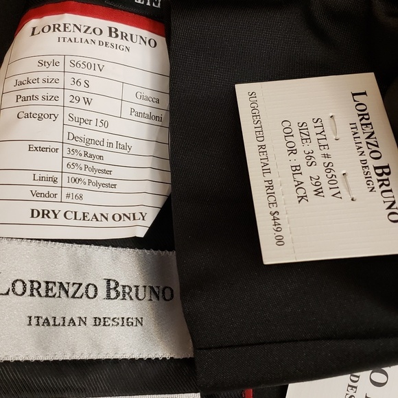 Lorenzo Bruno Italian Design 3-PC Suit Size 36S - Picture 8 of 8